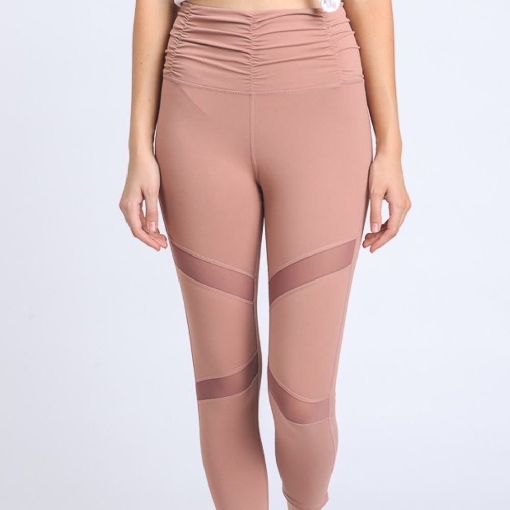 Dusty Rose Pink Mesh Panel Legging